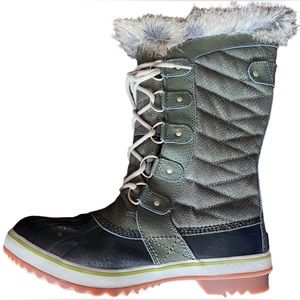 SOREL Women's TOFINO II Waterproof Snow Boots Peatmoss/Black NL2333-213 SIZE 8